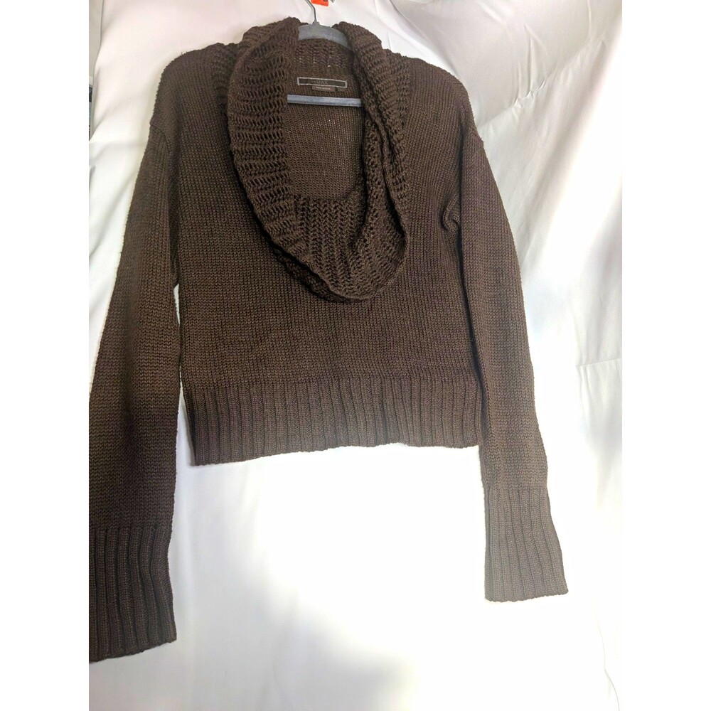 to the MAX Women's Brown Chunky Knit Cowl Neck Long Sleeve Pullover Sweater L